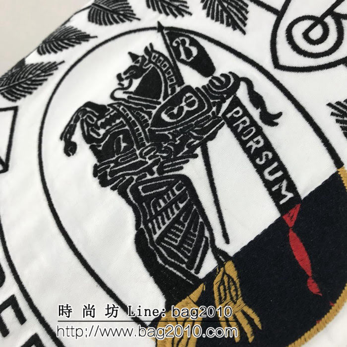BURBERRY巴寶莉 19早春新款 典藏刺繡騎士戰馬徽章 純棉白色 男款短袖 ydi1795